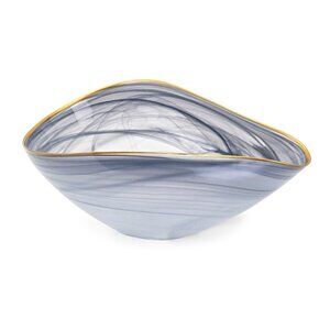 Saltoro Sherpi Glass Constructed Decorative Bowl in Freeform Shape, Black - M